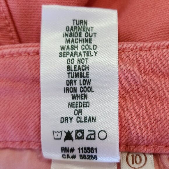 Jen 7 Pink Cutoff Denim Mid Shorts | 7 For All Mankind | Women's Size 10 Cotton - Picture 10 of 10